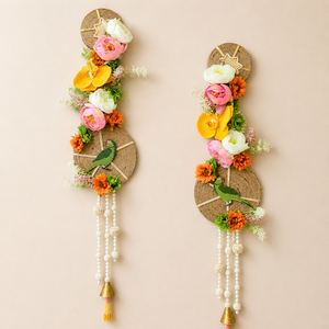 Handmade Floral Jute Wall Hanging Decor Boho Bird <b>Beads</b> Tassel Home <b>Door</b> Wall Art for Living Room Decor - Product Image 2