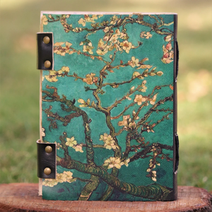 Almond Blossom Handmade Journal with Vintage <b>Lock</b> | Floral Art Notebook Deckle Edge Paper Personalized <b>Diary</b> Gift - Product Image 5