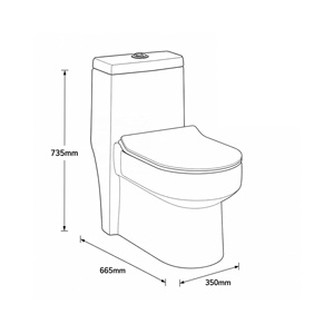 Inodoro de una pieza alargado con descarga por gravedad, montaje en suelo, moderno, con sifón en P, ecológico, fácil de limpiar, de cerámica para baño - Product Image 4