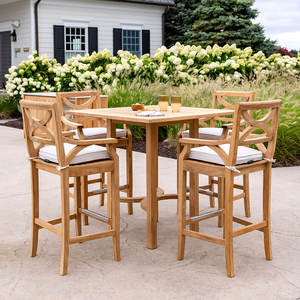 Chaise de bar d'extérieur en teck massif moderne - Meubles d'hôtellerie commerciaux écologiques, durables et résistants à l'eau - Product Image 2