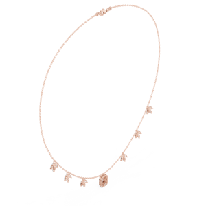 Collier en or rose avec pendentif feuille en diamant de laboratoire taille émeraude |   Collier élégant et minimaliste en bijouterie fine pour femme, cadeau - Product Image 2