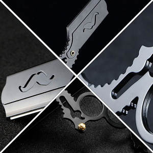 Rasoir droit professionnel pour hommes, manche anneau droit pour rasage à l'huile, double prise pour les doigts, sans lame, noir - Product Image 3