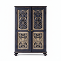 Armoire en bois massif écologique et recyclable, design contemporain, grande capacité, 2 étagères, 2 compartiments, exportateur indien