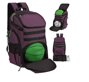 Men Basketball Sports Bag 600D Polyester 420 GSM Maroon Gold Panel Design Dual Carry <b>Backpack</b> Duffle Heat Transfer Custom Logo - Product Image 1