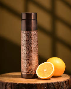 Thermos vintage en cuivre écologique avec motif floral, bouteille de voyage portable UNICORN HANDICRAFTS - Product Image 1