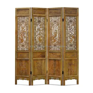 Designing Room Divider Antique finished fine quality Wooden Partition Screen Foldable Wooden Room Divider