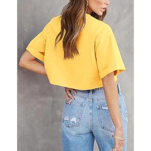 Women Streetwear Oversized <b>Crop</b> <b>Top</b> Casual Cotton Fashion T Shirt for Clothing Manufacturers - Product Image 6