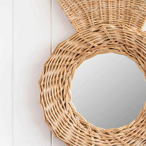 Elegante Espejo Infantil de Ratán Hecho a Mano con Diseño de Piña, Espejo de Pared de Madera Sostenible para Decoración - Product Image 3