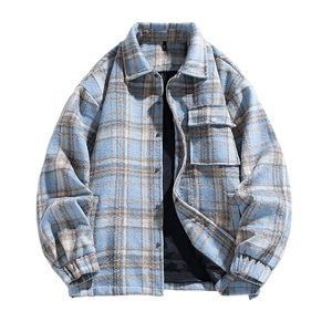 Custom Wholesale Men's High Quality Eco-Friendly Windproof Winter Front Logo Heavyweight Plaid Hooded <b>Flannel</b> <b>Jacket</b> Long Sleeve - Product Image 1