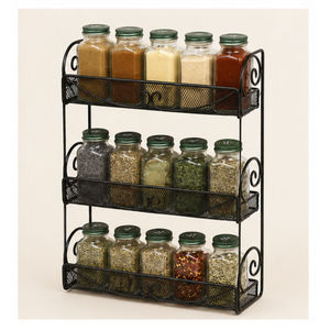 Organisateur de rangement de style rustique, support de comptoir durable pour épices, étagère à épices en métal à trois niveaux, rangement de cuisine sur pied - Product Image 6