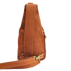 Sac bandoulière en cuir cognac personnalisé, sac de poitrine texturé le plus vendu, sac de voyage à bandoulière, organisateur de rangement, imperméable, unisexe - Product Image 3