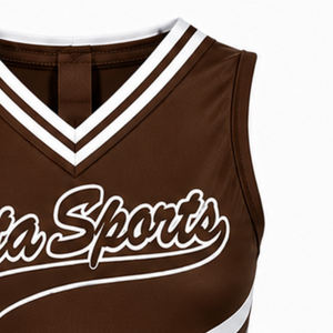 Haut de sport marron sans manches pour cheerleading, uniforme d'entraînement et de performance pour équipes sportives - Product Image 3
