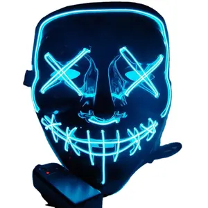 Nouveauté EL fil brillant fantôme masque LED clignotant masque pour Halloween effrayant Cosplay mascarade fête lumineux masque LED