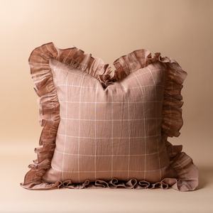 Housse de coussin décorative à volants rayée 100% coton, housse de coussin à volants rayée en coton, coussins décoratifs bohèmes - Product Image 6