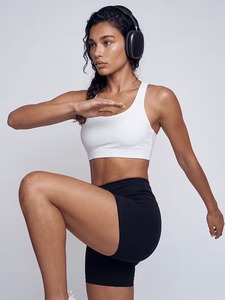 Women Scoop <b>Neck</b> Sports Bra Adjustable Strap Cutout Racerback Removable <b>Padded</b> Activewear Bralette High Impact Workout Crop Top - Product Image 3