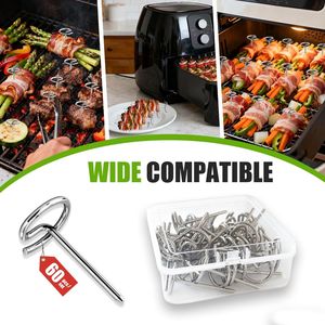 60 Spiedini Rotondi Riutilizzabili in Acciaio Inossidabile da 1,75 Pollici per BBQ, Compatibili con Friggitrice ad Aria - Migliora la Tua Grigliata - Product Image 2