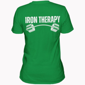 Camiseta de hombre con estampado Iron Therapy Barbell, manga corta, cuello redondo, estilo casual, corte regular, algodón, logotipo blanco en la espalda, camisetas de gimnasio para hombre - Product Image 3