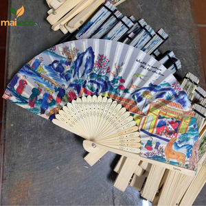 Venta al por mayor impreso 33cm grande bambú mano plegable ventilador Festival Rave ventilador papel ventilador impresora para club nocturno y promoción - Product Image 6