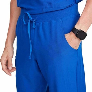 Men Yellow V-Neck Short Sleeve Scrub <b>Top</b> Cotton Polyester Woven Hospital Uniform Set - Product Image 6