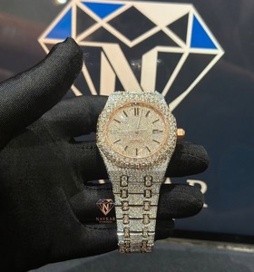 Montre de luxe à quartz en moissanite avec bracelet en acier inoxydable et cadran en verre, édition limitée pour hommes - Product Image 4