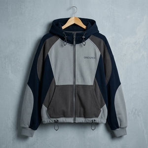 Conjunto Deportivo para Mujer en Gris Marino, Chaqueta con Capucha y Cierre, Pantalones Cargo de Pierna Ancha, Ropa Deportiva Urbana, Prendas Personalizadas - Product Image 4