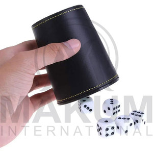 Handmade Durable Eco-Friendly Leather Classic Sport <b>Dice</b> Shaker with Personalized Game Cup for Party & Bar Use - Product Image 2