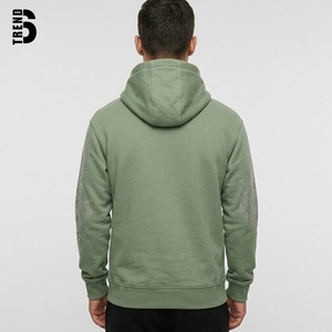 Sudadera con Capucha Verde para Hombre, Diseño Sólido con Pedrería, Sudadera Informal de Forro Polar, Corte Holgado, Ropa de Invierno, 100% Algodón, Servicio OEM - Product Image 3