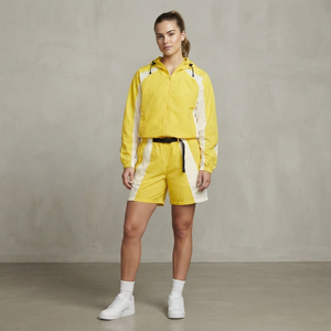 Ensemble 2 pièces OEM pour femme : Nouvelle collection de shorts et veste coupe-vent à capuche zippée avec patchwork et boucles pour femme 2026 - Product Image 1