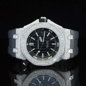 ขอบตัวเรือนประดับเพชรโทนสีเหลืองทองพร้อมสายยางสีดำ นาฬิกาข้อมือระบบญี่ปุ่นขนาด 41 มม. สำหรับแฟชั่นบุรุษ - Product Image 2