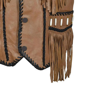 High Quality Custom Men's Fashion Vintage Motorcycle Suede Leather Vest Loose High Metal Hooks Closing Sleeveless Leather Vest - Product Image 4