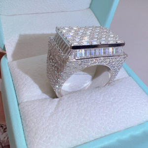 Anillo de Plata de Ley 925 con Baño de Rodio, Corte Baguette, Estilo Hip Hop, Forma Rectangular, con Incrustaciones de Circonitas, para Hombre, Regalo de Aniversario o Boda - Product Image 3