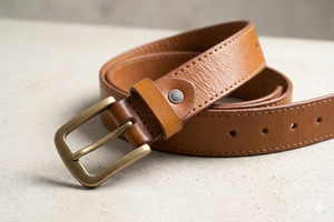 Cinturón de Estilo Genuino con Correa Marrón Claro, Hebilla de Metal, Cinturón Informal para Usar con Jeans, Diseño Clásico, Ajustable, Accesorio Unisex - Product Image 4