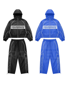 Conjunto Deportivo de Moda para Hombre, Chaqueta con Capucha y Cremallera, Pantalones de Secado Rápido, 100% Nailon, Estilo Deportivo, Unisex, Primavera - Product Image 1