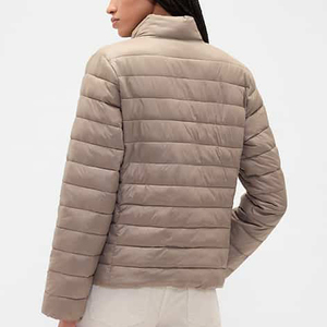 Customized Women's Buuble Puffer Bomber Jacket Breathable Lightweight Nylon Quilted Autumn Coat Slim Fit Knitted - Product Image 2