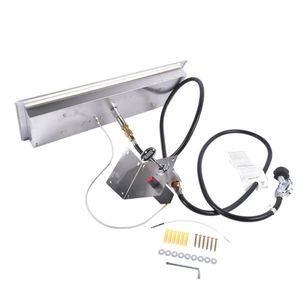 Kit Bruciatore a Gas Rettangolare in Acciaio Inossidabile da 24 x 8 Pollici per Braciere da Interno/Esterno con Ciotola Quadrata - Product Image 2