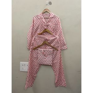 Ensemble de pyjama pour femmes en coton 100% à imprimé floral, vêtements de nuit doux et respirants en tricot, taille élastique, deux pièces, vêtements de détente - Product Image 1