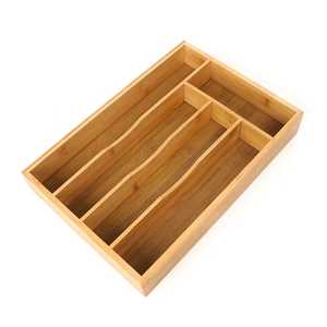 Adjustable Bamboo Kitchen Drawer Organizer Expandable Cutlery Tray Multi Slot Wood Flatware Divider Utensil <b>Storage</b> Box Case - Product Image 3