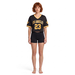 Top Deportivo Corto para Mujer, con Cuello en V, Estampado, de Spandex y Poliéster, con Impresión Digital, 320g, Sin Tirantes - Product Image 1
