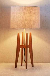 Midcentury Wooden <b>Desk</b> Lamp with Fabric Shade Warm White Light Decorative Design for Bedroom <b>Study</b> Dining Areas - Product Image 3