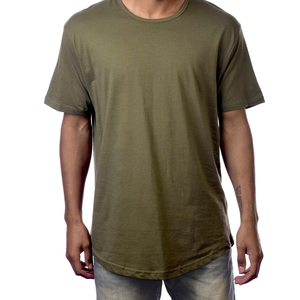 Men's Oversized T-Shirt for Men Round Bottom <b>Long</b> Tail Tee Scoop Neck Casual Cotton Streetwear Custom Logo OEM ODM Wholesale - Product Image 4