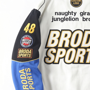 Veste bomber de course unisexe en coton, style streetwear, avec patch brodé en chenille respirant, personnalisable haut de gamme, vente en gros OEM - Product Image 2
