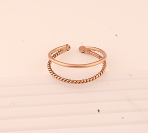 Wholesale Double Layer Twisted Rope Open <b>Ring</b> 18K Gold Plated Sterling <b>Silver</b> Bezel Setting <b>Adjustable</b> Classic Wedding Party - Product Image 4