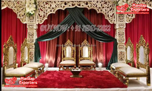 Sillas Mandap de madera Decoración para ceremonia de matrimonio Sillas Mandap de madera Decoración para matrimonio Boda Mandap ChairsUSA - Product Image 4