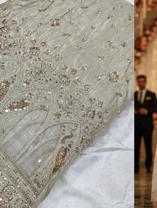 Hot Sale Cosmos Shimmer Heavy Original Beads Laser Cut Embroidery Silk Fabric for Bridal Wear Available for Factory Price - Product Image 5