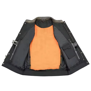 Classic <b>Retro</b> Men Leather Vest Western Cowboy <b>Motorcycle</b> Biker Sleeveless <b>Jacket</b> Breathable Stylish Slim Fit Outer Wear Casual - Product Image 3