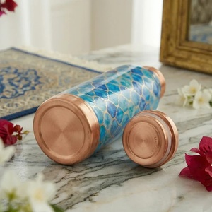 Custom Moroccan-Patterned Pure Copper Water <b>Bottle</b> Decorative Ayurvedic Wellness Vessel Stylish Leak-Proof Metal Water <b>Bottle</b> - Product Image 4
