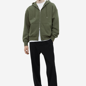 OEM High Quality 100% Cotton Blank Unisex Oversized Front Cut Sew Hoodie <b>Jacket</b> Full Face <b>Rhinestone</b> for Custom Full Zip - Product Image 2