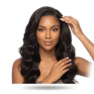 Extensions de cheveux humains indiens Remy, longues, brunes, ondulées, double épaisseur, base en soie HD transparente, pour tête entière, densité 100% - Product Image 2