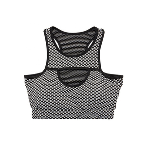 New Arrivals Women's Geometric Mesh Sports <b>Bra</b> By RA <b>Halter</b> <b>Neck</b> Medium Support Breathable Seamless Cut-Out Design Fitness Top - Product Image 5