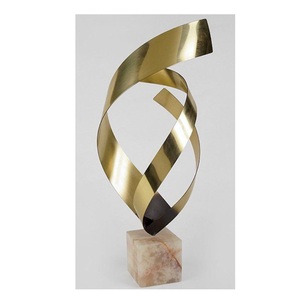 Modern Abstract Gold Helix Sculpture Elegant Spiral Ribbon Statue for Luxury Living Room Decor & <b>Table</b> Centerpiece - Product Image 3